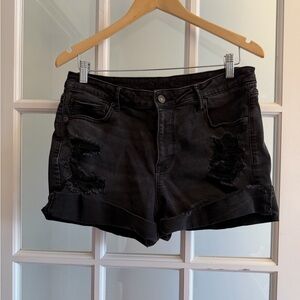 American Eagle Outfitters Black Distressed Jean Shorts